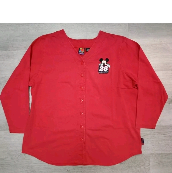 Vintage Mickey Unlimited Woman Red Baseball Superstar Long Sleeve T Size 2x - Picture 1 of 7